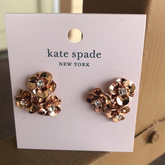 NWT Kate Spade ♠️ Sparkly Rhinestone Rose Gold Earrings - Picture 6 of 12